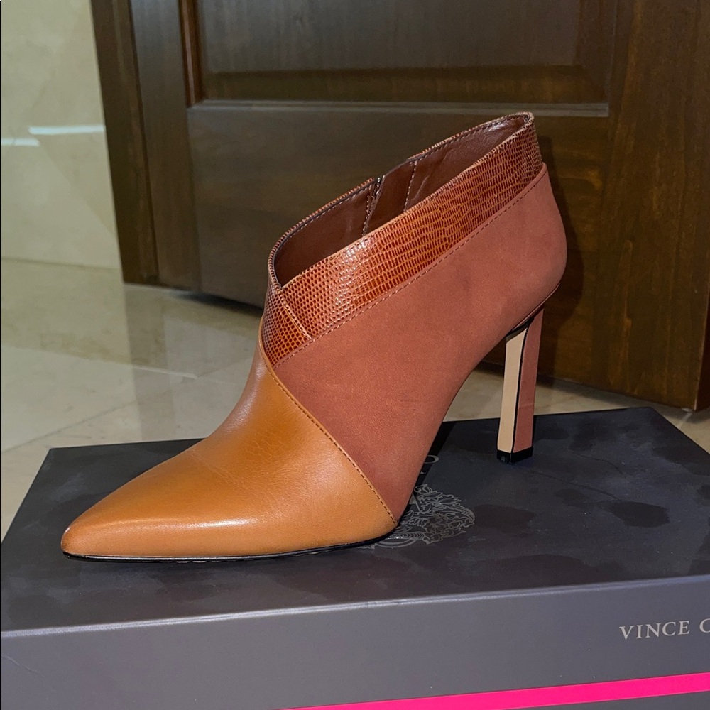 Vince Camuto Tan and Brown Heeled Boots